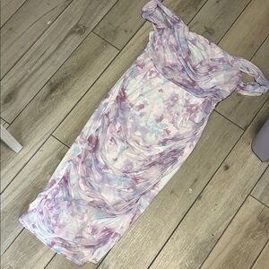 SHEIN off shoulder Dress with Pastel Floral Design ** Brand New **
